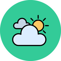 Cloud Line Filled Circle Icon