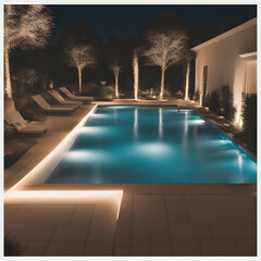 swimming pool at night