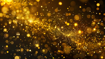 Fototapeta premium Snowfall Symphony: A Radiant Display of Festive Joy and Enchantment with Yellow Sparks Glittering Against a Transparent Background, Evoking the Magic of Winter Holidays