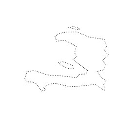 Haiti country simplified map. Black dotted outline contour. Simple vector icon.