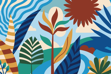 Fototapeta premium abstract plants hand drawn modern artistic background