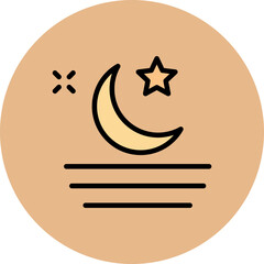 Moon Line Filled Circle Icon