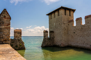 Panoramic view of Scaliger Castle near Sirmione in Italy.