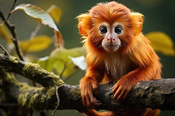Badezimmer Foto Rückwand Red monkey vocalizes powerfully in its territory., generative IA © JONATAS