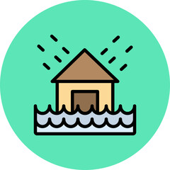 Flood Line Filled Circle Icon