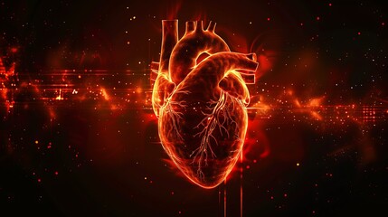  "Digital Cardiac Pulse - Abstract Human Heart Shape on Black Background in Stock Image"