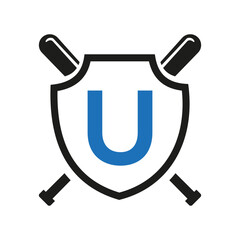 Letter U Baseball Logo Design Vector Template. Baseball Club Symbol