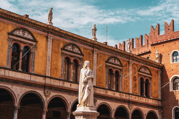 Dante Alighieri monument in Verona in Italy.