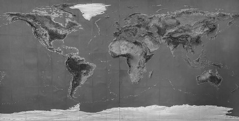 the physical map of the world represented by a model at an institute of atomic physics.