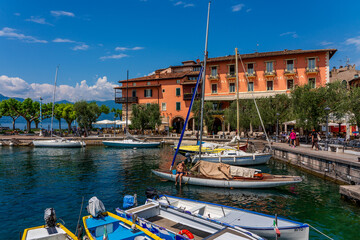 View of the old town of Torri del Benaco on Lake Garda in Italy.