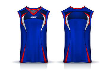 Basketball tank top design template, Sport jersey mockup. uniform front , side and back view.	