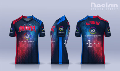 t-shirt e-sport design template, Soccer jersey mockup for football club. uniform front and back view.	