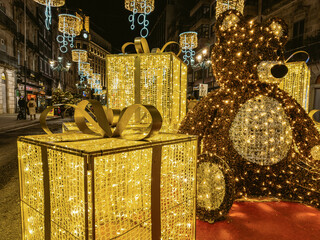 Yuletide Glow: Majestic Christmas Bear and Gifts Display