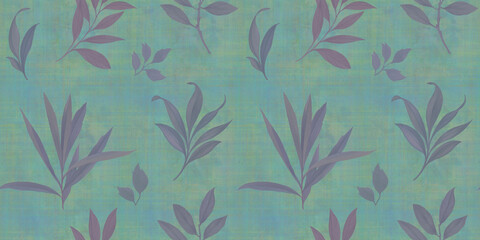 Watercolor leaves design. Illustration of drawn branches with leaves for design, seamless background, colorful hand drawn illustration for wallpaper, packaging and print