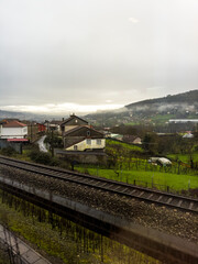 Misty Morning in Countryside by the Rails