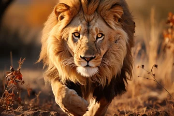 Poster Lions in frantic hunt in the savannah., generative IA © JONATAS