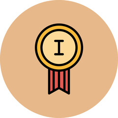 Badge Line Filled Circle Icon