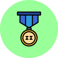 Gold Medal Line Filled Circle Icon