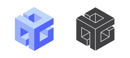 Abstract shape icon isolated on white background. Geometric logotype designs. Vector illustration.