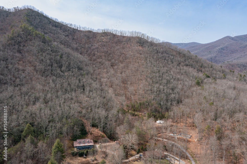 Wall mural drone neighborhood in the mountains with views