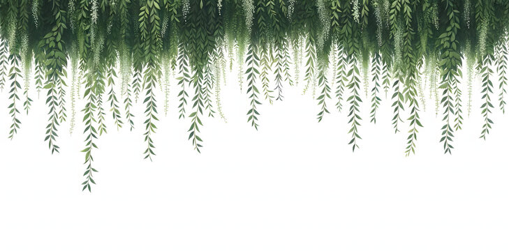 Feuillage vert suspendu qui retombe en cascade 