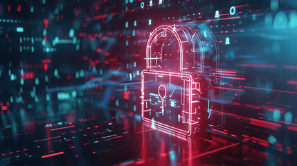 Security concept: Lock on digital screen