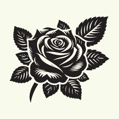 black color Rose silhouette vector illustration