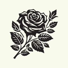 black color Rose silhouette vector illustration