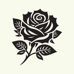 black color Rose silhouette vector illustration