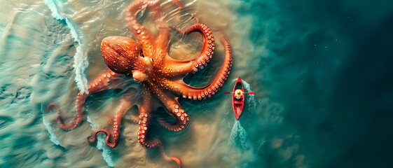Photo of large octopus under water