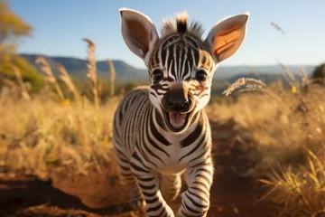  Zebra baby has fun with her pack., generative IA © JONATAS
