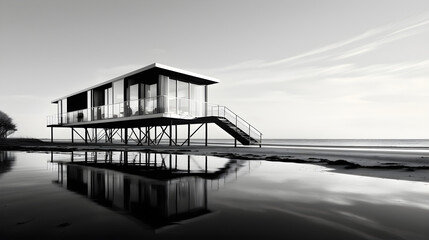 Idyllic Beach House in Black and White: An Oasis of Calm Amid Nature's Splendour