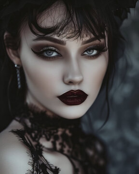 portrait of a vampire woman, photo in gothic style