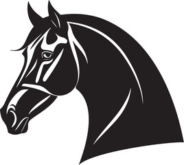 Striking Horse Head Silhouette Vector Graphic