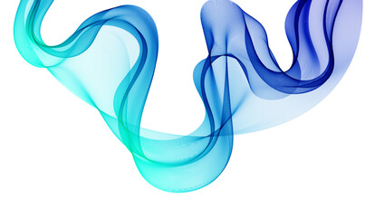 Wavy transparent blue wave on white background, design element