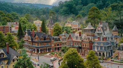 Papier Peint photo Etats Unis Wander through the nostalgic townscape of Hot Springs, Arkansas, USA, where the streets are lined with charming Victorian-era buildings and leafy trees