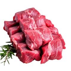 Obraz premium Shashlik raw beef isolated on transparent background
