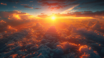 Beautiful scenic city view of sunset through the aircraft window. Image save-path for window of...