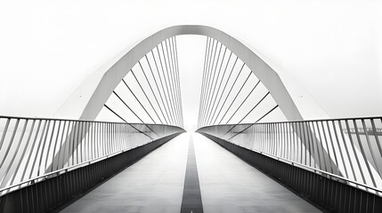 Symmetrical Bridge Architecture in Misty Monochrome - Generative AI