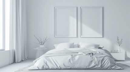 Fototapeta na wymiar bedroom with white bed