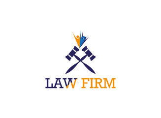 Law office logos set with scales of justice, gavel etc illustrations. Vector