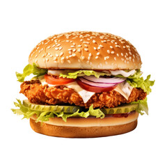 Zinger burger isolated on transparent background
