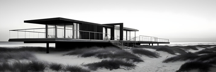 Idyllic Beach House in Black and White: An Oasis of Calm Amid Nature's Splendour