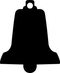 Bell silhouette flat icon. Incoming inbox message ringing, notification for clock and smartphone, alarm alert black color vector isolated on transparent background.
