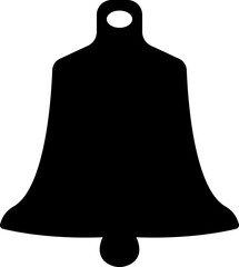 Bell silhouette flat icon. Incoming inbox message ringing, notification for clock and smartphone, alarm alert black color vector isolated on transparent background.