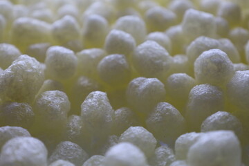 close up polystirene balls material and texture
