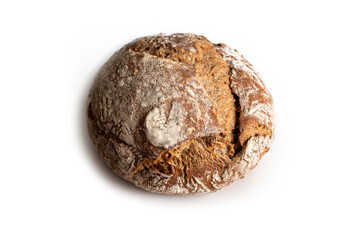 Pagnotta intera ai cereali, isolata su fondo bianco, pane italiano fresco 