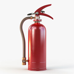 a red fire extinguisher is sitting on a white background