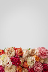 Podium made of flowers on a white background, stand