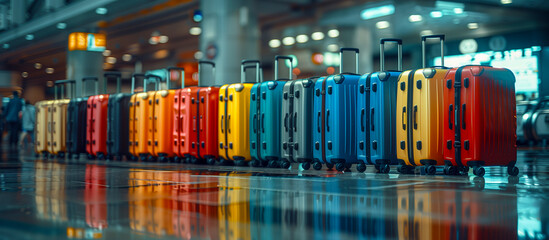 colorful suitcases with wheels